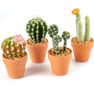 Mini Artificial Cactus Plants in Terracotta Pots 4 Pcs Potted Faux Succulents in Pots Fake Potted Plants Cactus Decor Small Artificial Plants for Home Decor Indoor Office Desk Tabletop Shelf