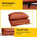 AAAAAcessories Outdoor Deep Seat Cushions, Waterproof, Fade-Resistant Patio Furniture Replacement Cushions, 24" x 24" x 5", Set of 4, Rust, 24"x24"x5" / 24"x19"