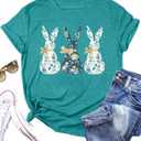 Easter Shirts for Women Cute Easter Bunny Rabbit Graphic Shirt Happy Easter Casual Short Sleeve Tees Tops (Blue, S)