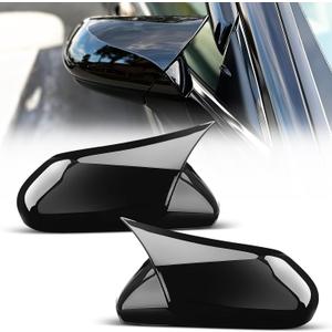 Glossy Black Mirror Covers Fit for Toyota Camry 2018-2025 Ox Horn Design, Driver & Passenger Side Rearview Cap Replacement (1 Pair)
