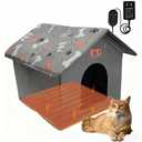 GeerDuo Heated Cat House, 3 Adjustable Temperature Indoor Dog House, Pressure Activated, Chew-Resistant Cord, Warm Shelter for Cats & Small Dogs(Pearl Cotton)