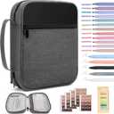 Bible Cover for Men Bible Book Cover Canvas Carrying Case Book Protector Case Large Bible Cover with Durable Handle Bible Study Supplies Accessories Christian Gifts (Black+Grey, Large)