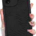 MZELQ for iPhone 17 Case 2025 Case, Silicone Wave Ripple Cute Pattern, Camera Protection Soft Slim Shockproof for Girls Women -Black