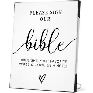 Wedding Signs for Ceremony and Reception, Please Sign Our Bible for Wedding Wooden Sign Party Table Decor