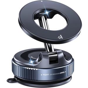 Vacuum Magnetic Suction Cup Phone Mount for Magsafe, 360 Adjustable Nano Gel Vacuum Magnetic Phone Holder, Pocket Size Foldable Cell Phone Holders for Your Car, for All Car Models
