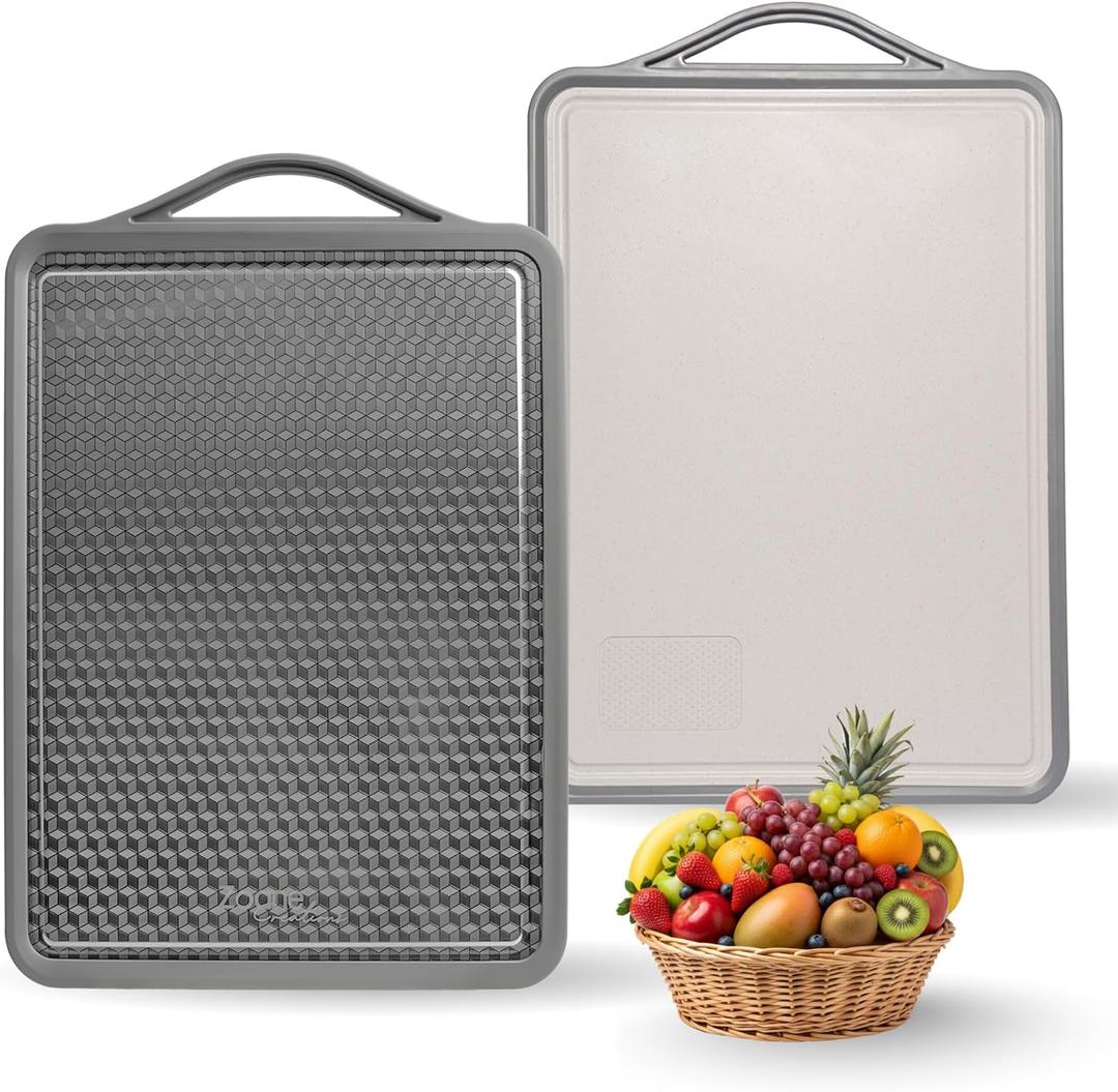Zoane Creations Premium Double Sided 304 Stainless Steel Cutting Board | Non Toxic, Heavy Duty Stainless Steel Chopping Board with Juice Groove | Dishwasher Safe Kitchen Board - Rubik Grooved Diamond