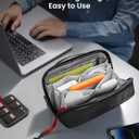 tomtoc Electronic Organizer Accessory Pouch for MacBook Charger, Cables, Power Bank, Hard Drive, Cords, Water-resistant Storage Bag with Removable Card Slots for USB Adapter, Memory Card, Black