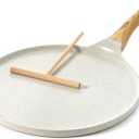 SENSARTE Nonstick Crepe Pan with Spreader, 12-Inch Natural Ceramic Coating Dosa Pan Pancake Flat Skillet Tawa Griddle with Stay-Cool Handle, Induction Compatible, PFOA Free (White)