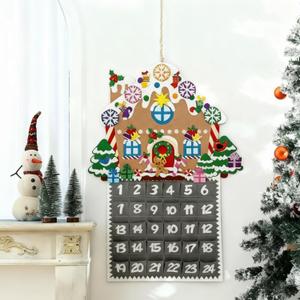 Watersay Christmas Gingerbread House Advent Calendar 2ft Felt Ornaments for Kids Countdown to Christmas with 24 Pockets Countdown Calendar Decorations Wall Hanging Gifts for Toddlers Home Door Wall