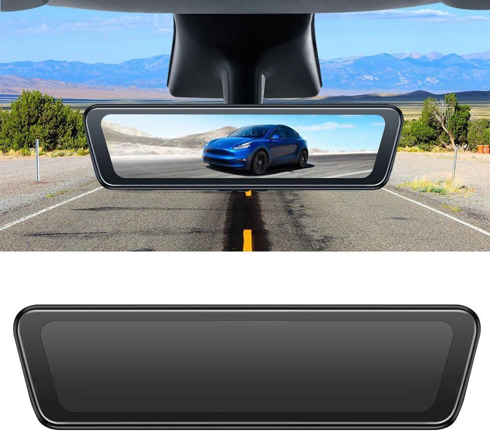 8.2'' Rear View Mirror Camera for Tesla Model Y 2020-2024 Rearview Mirror with Front and Rear Camera Dash Cam