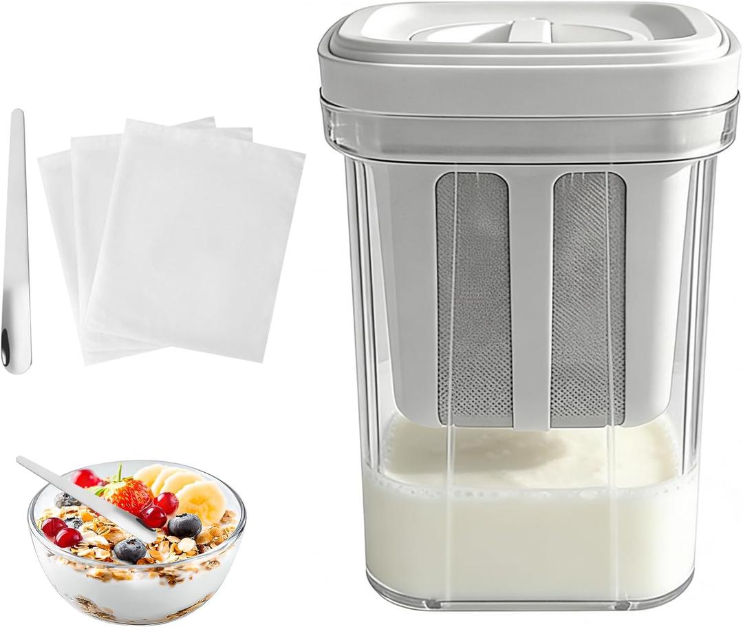 Yogurt Strainer-1.16 Quarts (1100ML) Greek Yogurt maker, Yoghurt Filter with Filter Bags BPA Free PP Material Greek Yogurt maker for Whey Separation Kefir,Tofu,Cheese