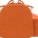Sunsleek Chair Cushions for Dining Chairs, D-Shaped Seat Cushions with Removable Washable Cover and Ties, Chair Pads for Kitchen, Indoor Dining Room, Patio Chairs, 17'' x 16'', Set of 4, Orange