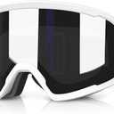 Ski/Snowboard Goggles for Men Women, OTG Snow Goggles Anti Fog 100% UV Protection Snowboarding Goggles (White)