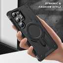 for Samsung Galxy S25 Ultra Case.Hard Phone Cover with Strong Magnetic Heavy Duty Protection.Reinforcement of The Four Corners.Anti-Slip Anti-Fingerprint (Black, S25 Ultra)