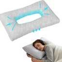 Lounsweer 24 x 14 x 4 Inches Gray Ear Piercing Hole with Large Holes Pillows Side Sleeper Pillow for Side Sleepers and Ear Inflammation Pressure Sores Comfort Relieves Pressure While Sleeping