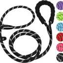 Dog Leash, 6 FT Heavy Duty Dog Leashes, Durable Premium Quality Strong Rope Slip Leash with Comfortable Padded Handle and Highly Reflective Threads for Small Medium and Large Dogs, (Black)