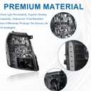 HID Projector Headlight Assembly for 2007-2014 Cadillac Escalade/2007-2014 Escalade ESV/2007-2013 Escalade EXT Left Right Side Headlamp Black Housing Clear Reflector