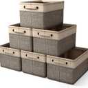 Sorbus Fabric Storage Bins for Shelves - 15 Inch Sturdy Collapsible Storage Bins with 2 Handles, Foldable Baskets for Organizing Home, Closets, Shelf, Toys, Clothes, Large Decorative Storage Baskets (6 Pack, Brown)