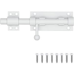 Barrel Bolt Door Latch With Padlock Hole, Thickened 304 Stainless Steel Slide Door Lock, 6 Inch Matte White, 226BB-WH