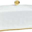 HAN SHENG Ceramic Butter Dish with Lid - Airtight Keeper Countertop Storage Container, Fits East West Coast Butter (3.5" & 4.8" Sticks), Elegant White Kitchen Decor & Gift