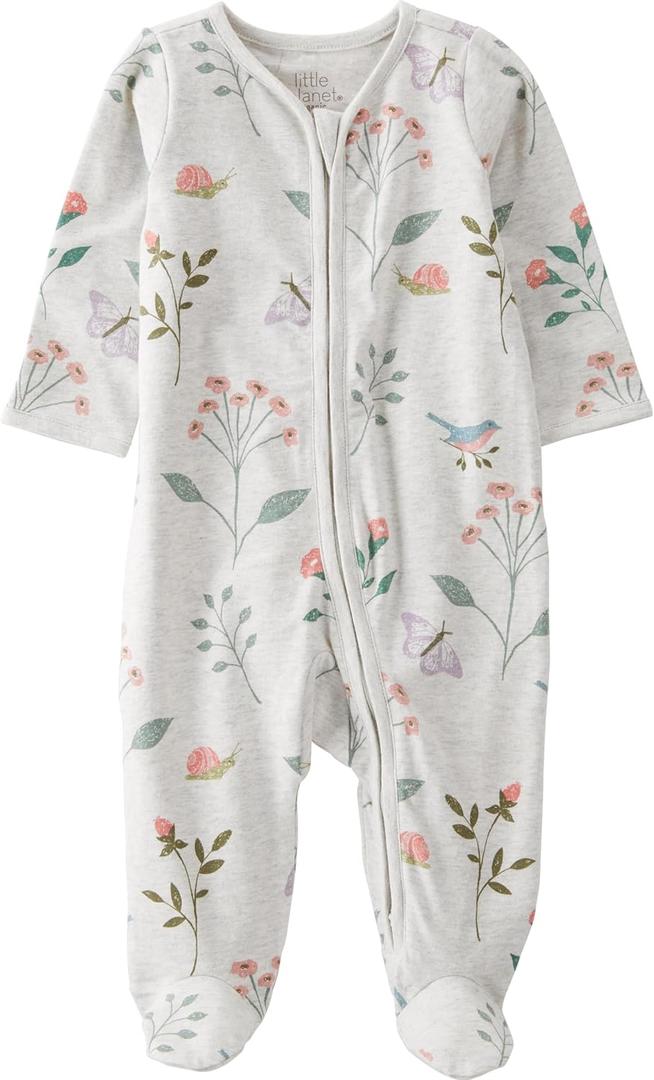 little planet by carter's Baby Sleep and Play Made with Organic Cotton (Botanical Butterfly Print Pink), 3M