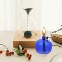 GLEAVI Refillable Glass Oil Lamp 2.75 Inch Borosilicate Round Liquid Oil Candle for Indoor Use Home Decor Ambient Lighting