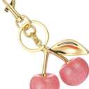 2 x 1 Pcs Pink Cherry Bag Charm,Pink Cherry Keychain,Resin & Alloy Cherries Purse Charms for Women,Cute Cherrys Charm for Purse, Gifts Accessory for Birthday Christmas