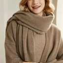 Women's Soft Shawls and Wraps Knitted Warm Shawl With Sleeves Pashminas Shawl Wrap Lightweight Open Front Poncho 2026 (Black)