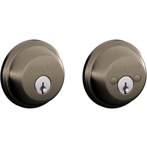 SCHLAGE B62N620 Deadbolt, Keyed 2 Sides, Antique Pewter