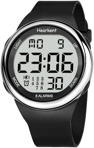 Hearkent 8 Vibrating Alarm Watch Medication Reminder Watch for Elderly Big Number Digital, Silent Alarm Wristband with Light and Timer 50 M Waterproof Watch