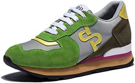 OPP Women Fashion Sneakers Casual Lace-up Suede Leather Athletic Tennis Sports Gym Running Shoes Women, Size 41, Green