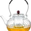 Wlasss Glass Teapot with Removable Infuser, Stovetop Safe Glass Tea Kettle, 980 ml 33 oz, Clear Teapot for Loose Tea, Tea pot for Blooming Flower Tea and Loose Leaf, Tea Maker Gift
