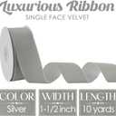 MEEDEE Silver Velvet Ribbon 1.5 Inch Single Face Nylon Velvet Ribbon 10 Yards Spool Grey Ribbons for Christmas Tree, Gift Wrappig, Rustic Wreath, Velvet Bow, Hair Bows, Crafts Supply, Home Decor