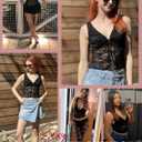 Avidlove Lace Tops for Women Mesh Top Crop Tank Tops Sexy V Neck Trendy Y2K Lace Undershirt (Black)