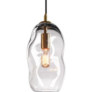 CASAMOTION Pendant Light Fixtures Glass Pendant Lights Kitchen Island Modern Gold Brass Kit Clear Organic Globe Bar Counter Dining Room Large Lamp Shade 12 Inch Height 1 Pack