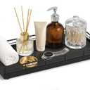 Bathroom Vanity Tray  12" x 6" Oak Decorative Wooden Tray for Toilet Tank Organizer, Wood Tray for Bathroom Countertop, Soap, Perfume Storage Vanity Dresser Decor for Bathroom Essentials Black