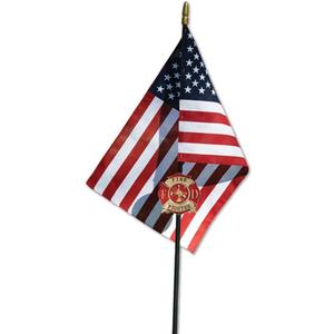 Firefighter Veteran Grave Marker with American Flag - 30" Tall Cemetery Graveside Memorial with Officially Licensed Seal - by Allied Flag