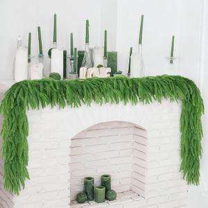 Christmas Norfolk Pine Garland, Real Touch Winter Evergreen Greenery Garland Realistic Artificial for Indoor Outdoor Christmas Decorations, 6 FT, 1 Pcs