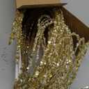 Soulchen 6 Pcs Christmas Gold Artificial Glitter Picks Spray 35" Christmas Tree Ornaments Snow Weeping Tree Berry Stems Spray Long Glitter Branch Sticks for Winter Holiday Wedding Ornament Supply