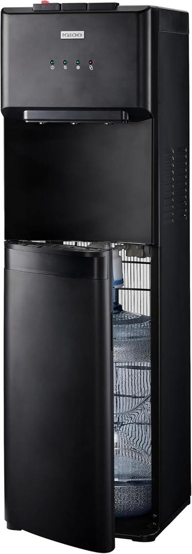 Igloo Bottom-Loading Water Dispenser – Water Cooler Dispenser with Hot & Cold Temperature Settings- Electric Water Dispenser Fits 3- & 5-Gallon Jugs with Child Safety Lock for Home & Office Use– Black