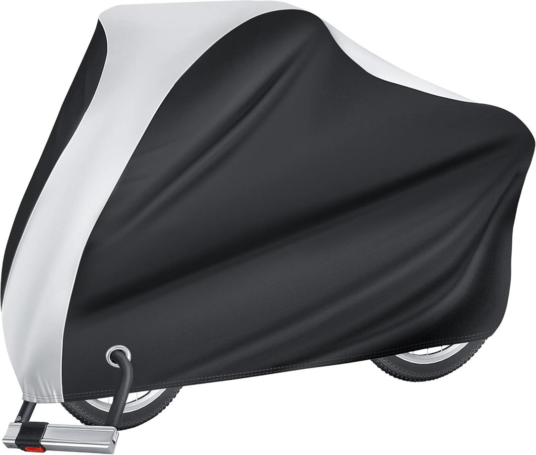 Puroma Bike Cover for 1 bike, Outdoor Waterproof Bicycle Covers Rain Sun UV Dust Wind Proof with Lock Hole for Mountain Road Electric Bike (Black & Silver) (79'' L x 28'' W x 43'' H)