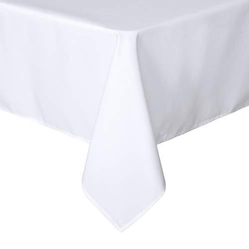 sancua Square Tablecloth - 54 x 54 Inch - Stain and Wrinkle Resistant Washable Polyester Table Cloth, Decorative Fabric Table Cover for Dining Tables, Buffet Parties and Camping, White