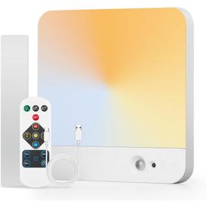 Combuh Battery Operated Ceiling Light, Rechargeable Motion Sensor Lighting with Remote, 3 Colors Waterproof Magnetic Cordless Lamp for Closet, Shower, Pantry, Garage, Hallway, 7.87Inch, Square (1pack)