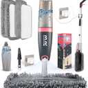 Microfiber Spray Mop for Floors Dry and Wet Mop with Dusting 360 Rotation for Kitchen, Hardwood, Laminate, Tile Floors Includes 4 Refill Heads, Scraper, Holder & Spray Bottle (Grey Pink)