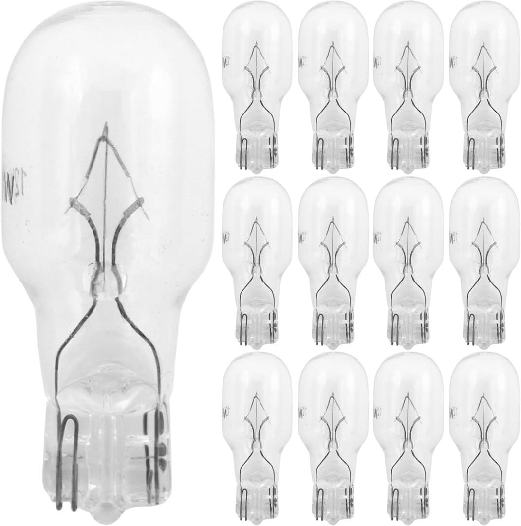 12-Pack 12 Volt 11 Watt Low Voltage T5 Landscape Light Bulbs for Malibu lights Landscape, Appliance, RV, Outdoor Landscape Lights Lamp -1/4 Wedge Base Small Light Bulbs,2800K Warm White,CRI 85, Clear