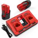 energup 2Pack 12V 3.5Ah Replacement Milwaukee M12 Battery and Charger Kit for 48-11-2420 48-11-2401 48-11-2411 M12 Battery for Milwaukee 12Volt Battery with 2-Port Dual Milwaukee 12V Battery Charger