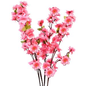 Artificial Cherry Blossom Branches, 4 Pcs 23.6 inch Faux Silk Cherry Blossom Flowers Fake Spring Cherry Blossom Floral Stems for Vase Summer Wedding Table Centerpieces Indoor Home Decor (Pink)