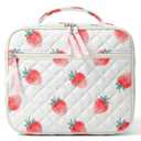 WOBAGMEN Cotton Quilted Lunch Box for Women Girls, Strawberry Insulated Lunch Bag for Teens, Cute Aesthetic Lunch Tote Bag for School Work Picnic Travel (Strawberry, M)