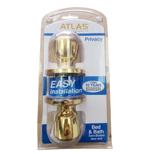 Atlas Tulip Polished Brass Bed & Bath Interior Door Handle Locking Turn-Button48