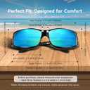 Night Driving Glasses Night Vision Glasses Fit Over Glasses Polarized Anti-Glare UV400 Gift for Men Women (Blue Mirrored Lens / Glossy Black Frame)